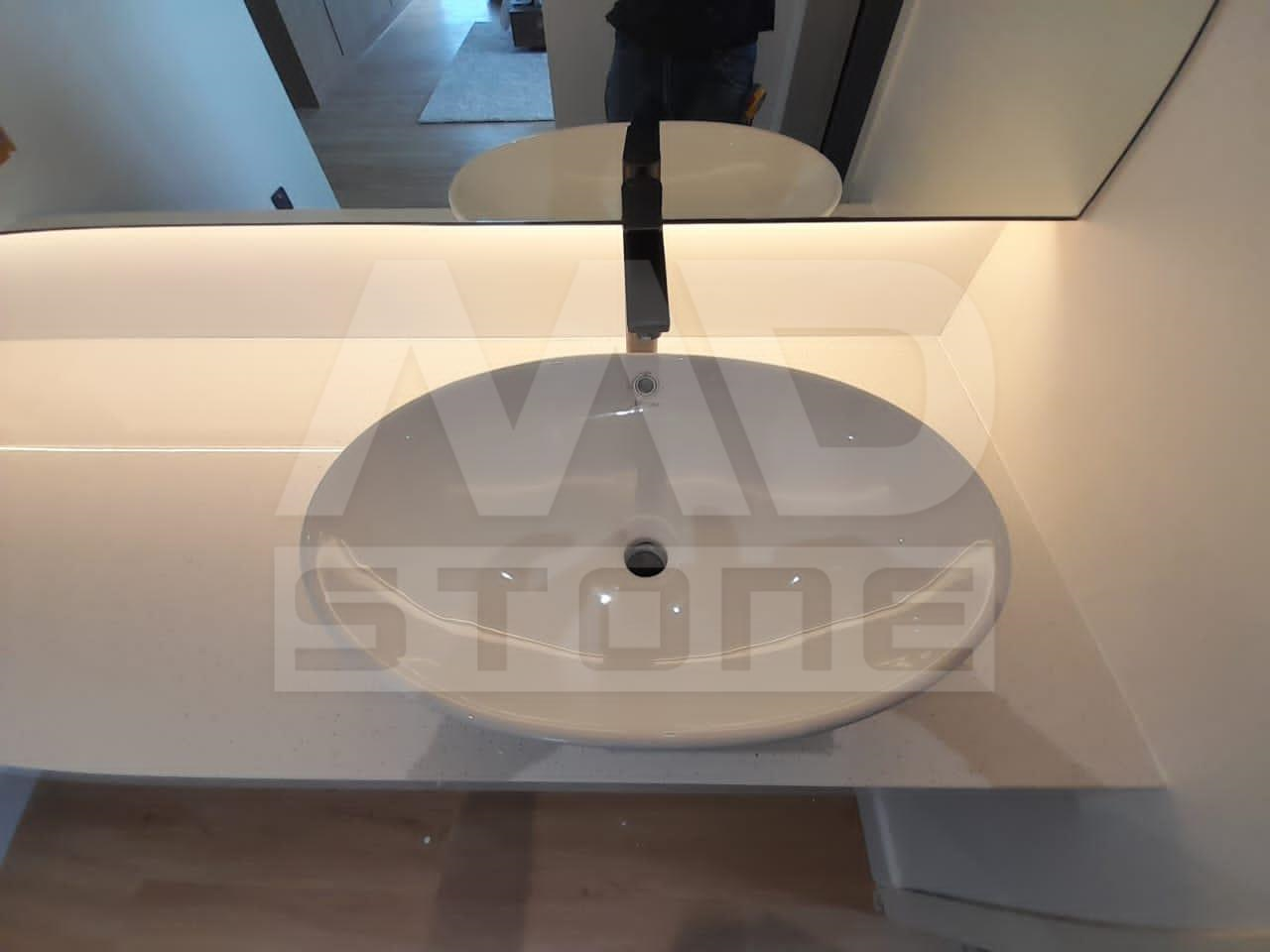 Q1 Sesame White Quartz Vanity